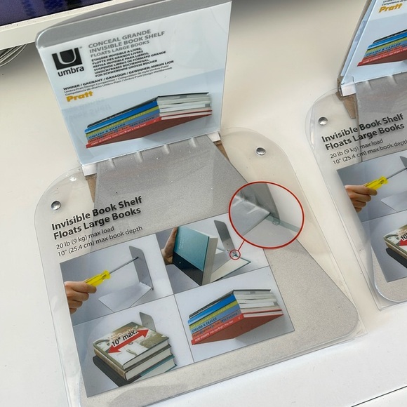 Umbra Invisible Book Shelves x 3 Large Size - Picture 2 of 3